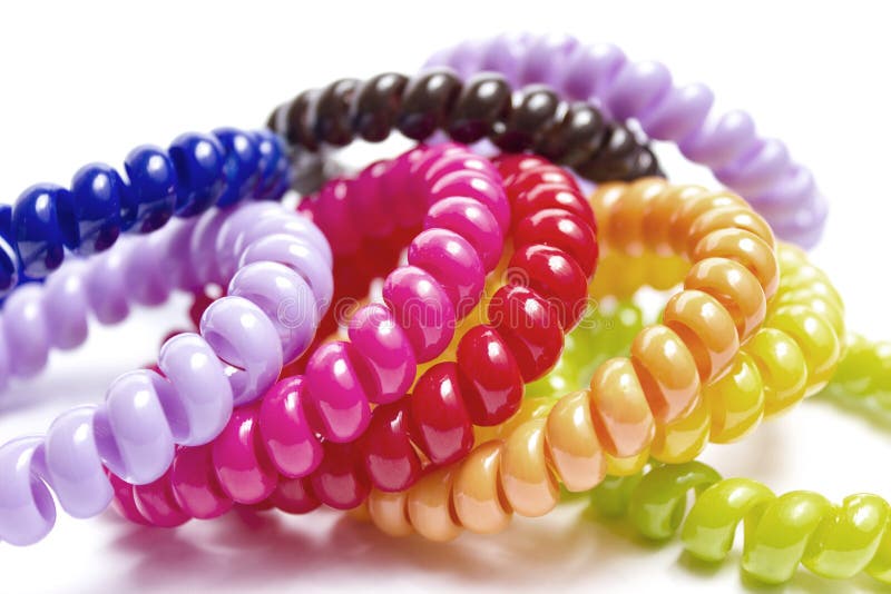 Spiral Elastic Rubber Bands for Hair Stock Image Image of purple