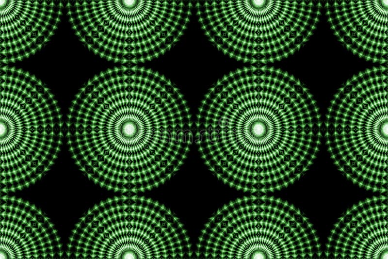 Spiral Green Black Light Circles Pattern Whirl Bright Shine Circular Lights Stock Illustration