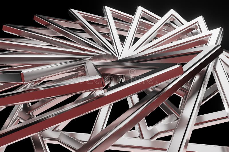 A spiral made of silver and red lines royalty free stock photo