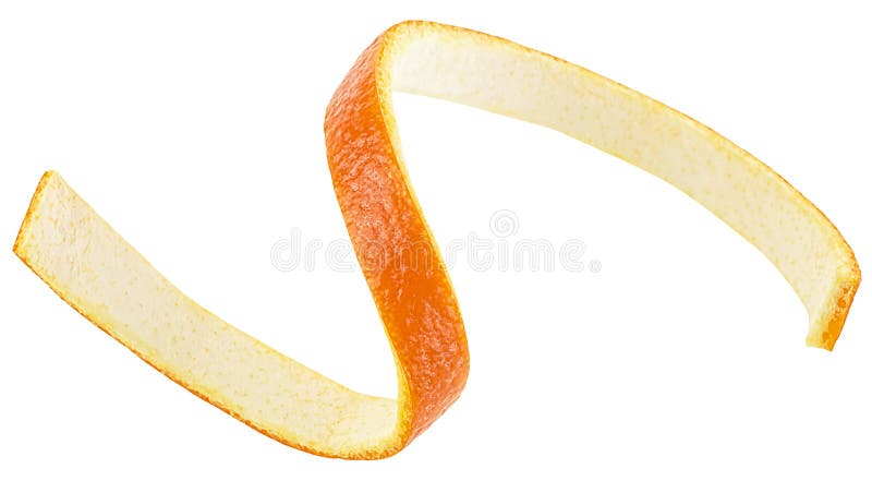 Spiral Orange Peel Isolated On White Background Top View Orange Zest