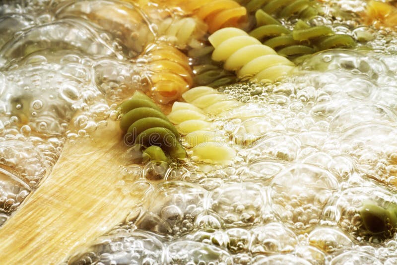 Spiral Pasta in Boiling Hot Water Stock Photo Image of mediterranean