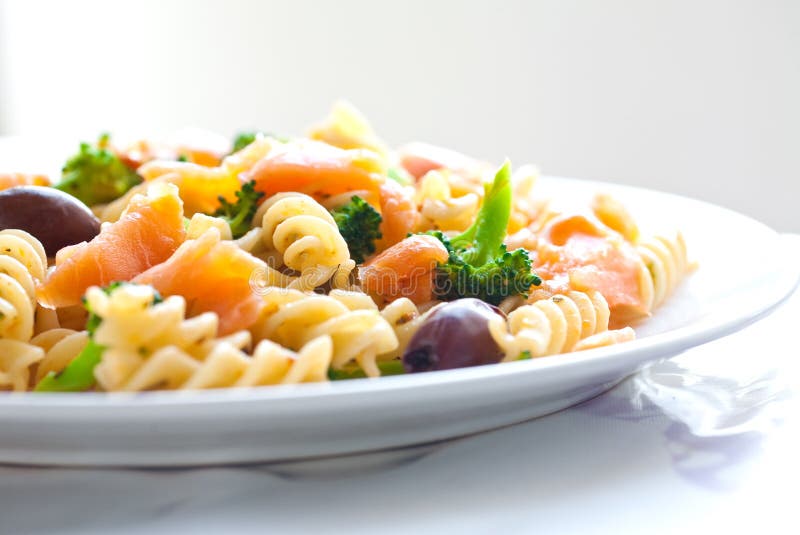 Gourmet Pasta Salad with Smoked Salmon Stock Image Image of pasta