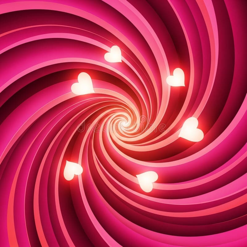 Spiral pattern with gradients of pink and red, creating a vortex effect. Several glowing white royalty free illustration