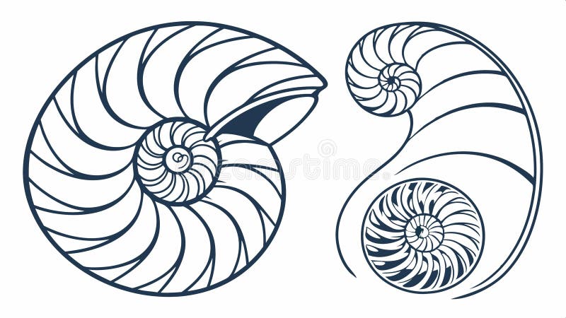 Nautilus shell vector, nature design spiral pattern graphic. vector design Generative AI royalty free illustration