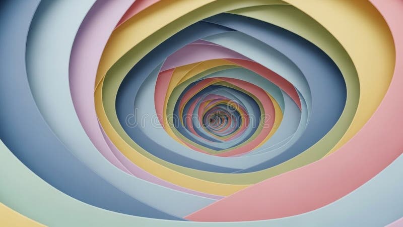 Each layer gradually recedes into the center creating a hypnotic vortex effect stock illustration