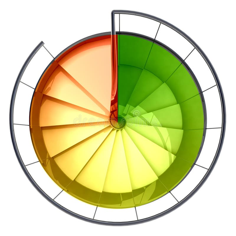 Spiral staircase top view red green scale