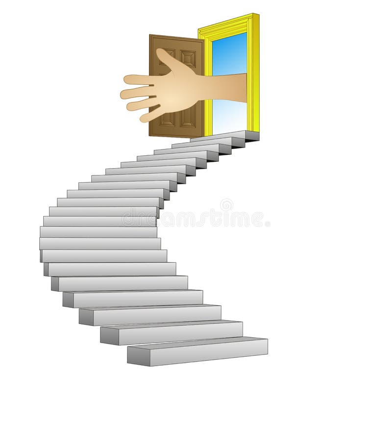 Spiral stairway leading to human help concept vector