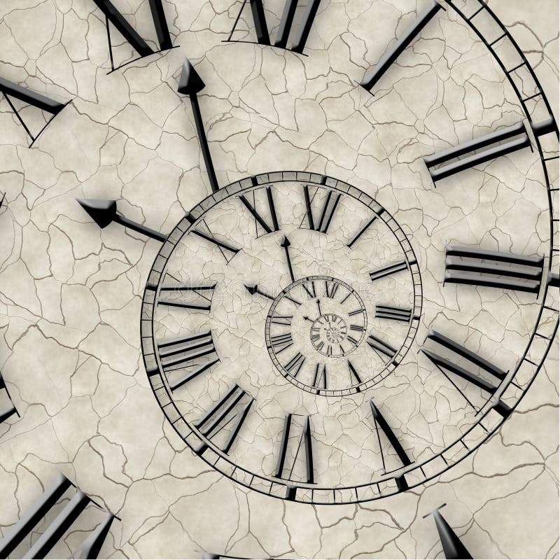 Spiral of time. Twisted watch. stock illustration Spiral of time. Twisted watch. stock illustration