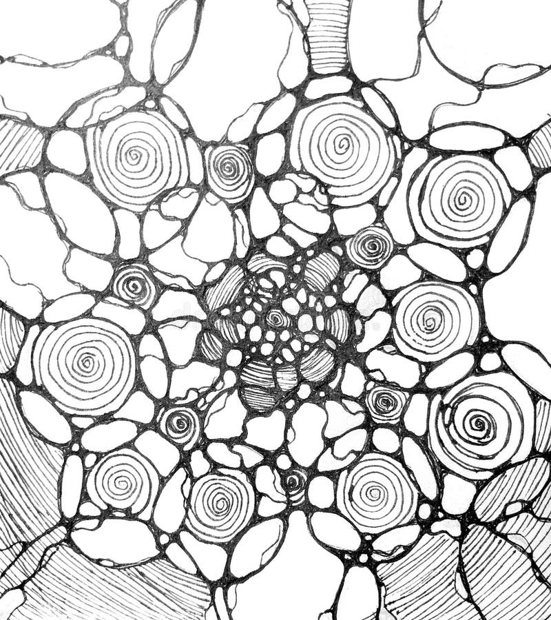 Spiral world Abstrakt neurokonst med vit bakgrund stock illustrationer