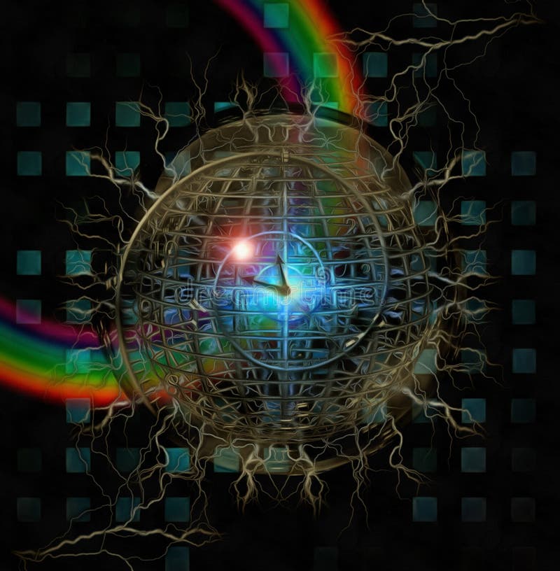 Spirale temporale all'interno di una sfera di cristallo illustrazione di stock
