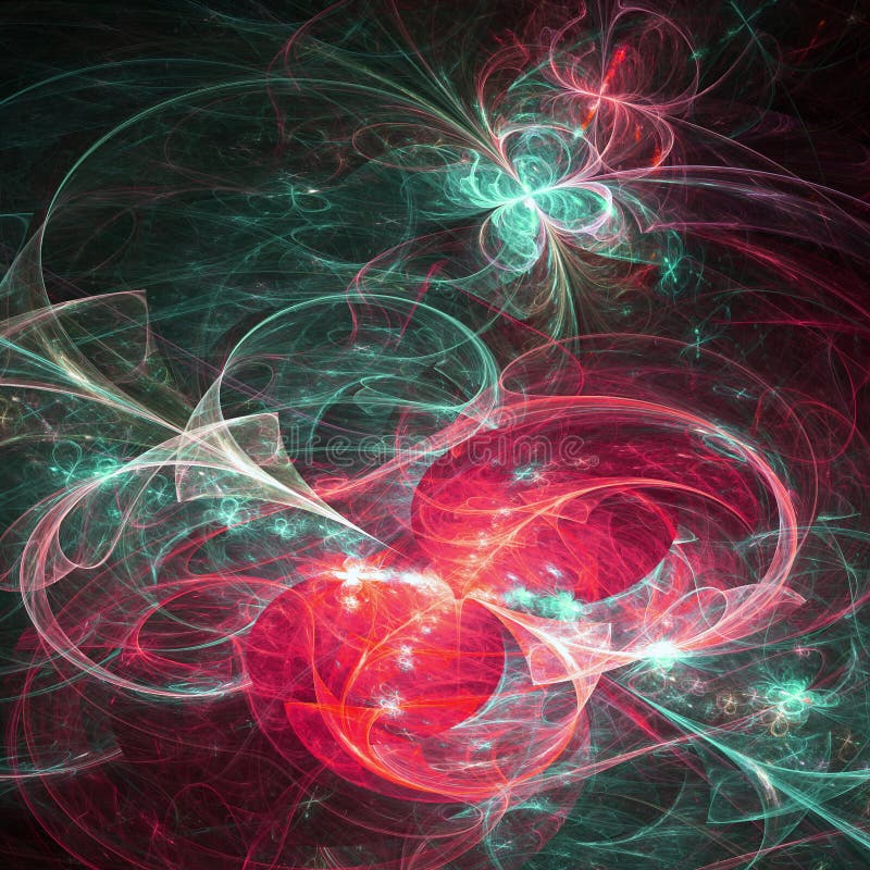 Spirale variopinta di frattale con la farfalla, materiale illustrativo digitale per progettazione grafica creativa