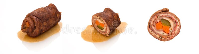 Spirală de vită rulată și tăiată deschisă stock photo