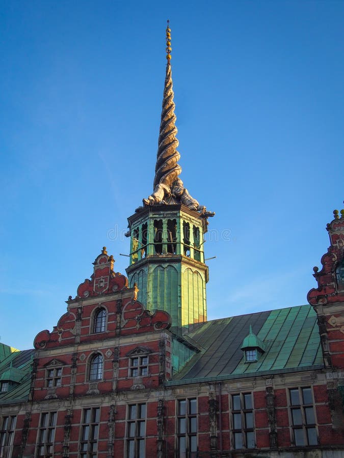 Spire of Borsen Building. Copenhagen, Denmark Stock Image - Image of ...