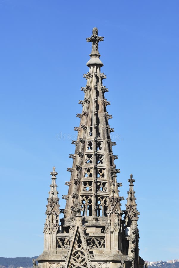 Spire of cathedral. Barcelona. Spain