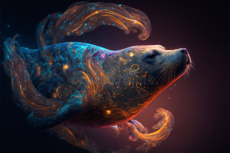 Spirit animal Seal stock illustration. Illustration of fractal