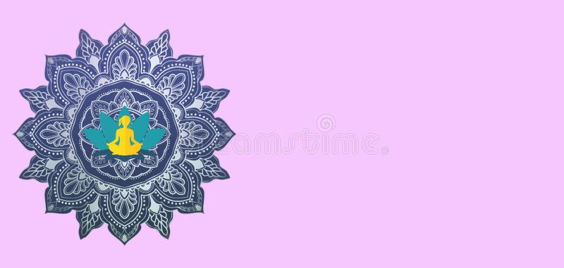 Spiritual Background with Mandala and Human Silhouette in Lotus Position  Stock Illustration - Illustration of buddhism, indian: 242958050