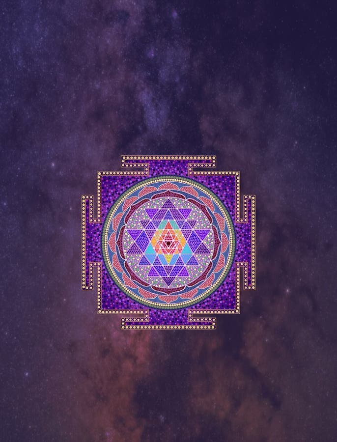 Spiritual Background for Meditation with Sri Yantra Symbol Stock  Illustration - Illustration of protection, sunset: 227984136