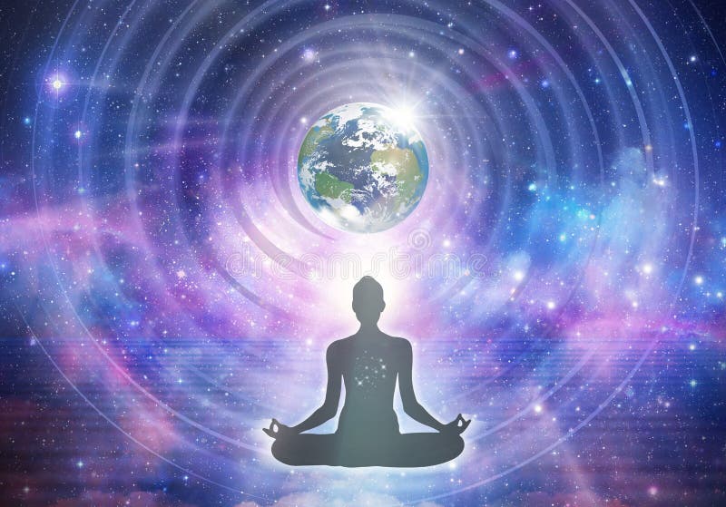 Spiritual energy healing power, connection, conscience awakening, meditation, expansion vector illustration