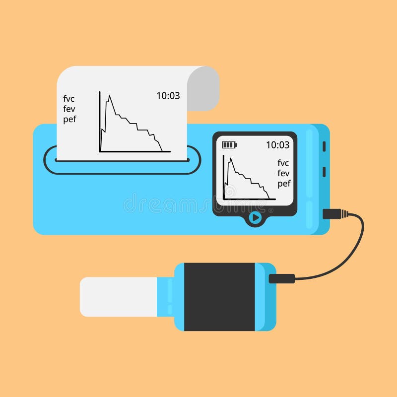 Spirometer medisch apparaat. Het apparaat bepaalt het longvolume. vector illustratie