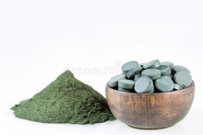 Spirulina Algae Powder and Tablets. Spirulina Stock Image Image of