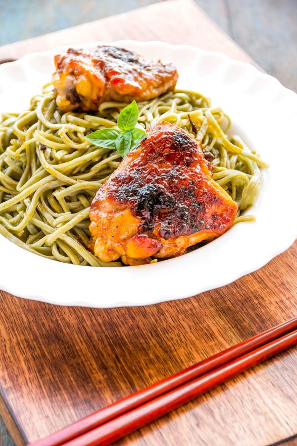 Spirulina Noodles with Chicken Stock Image Image of chicken, staple