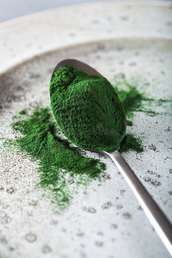 Spirulina Powder Healthy Dietary Supplement Stock Photo Image of