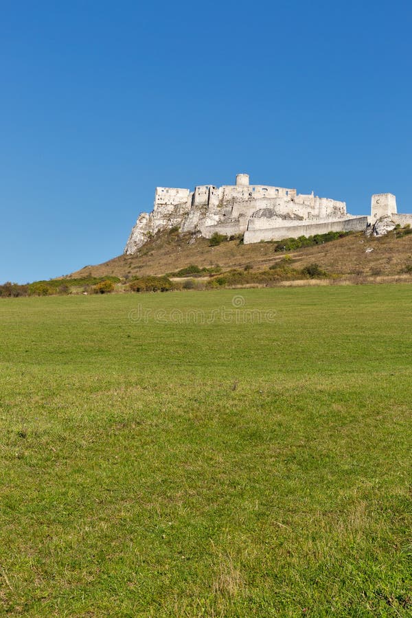 Spis Castle against clear blue sky, Slovakia.