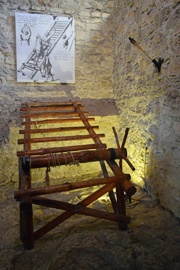 Spis Castle Spišský hrad interior view - museum of torture stock images Spis Castle Spišský hrad interior view - museum of torture stock images