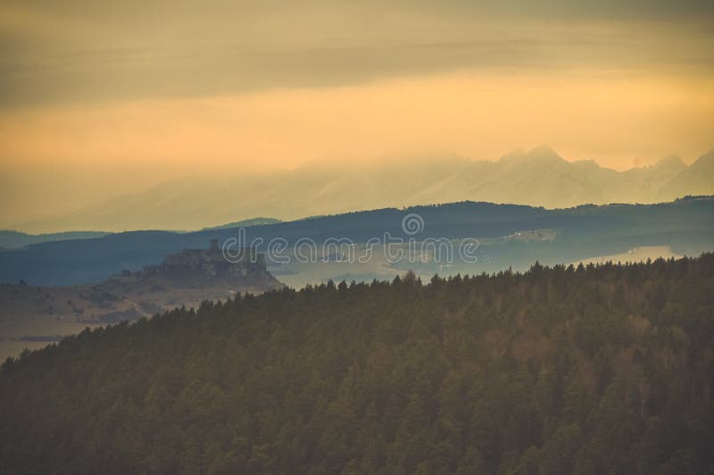 Spis castle, Unesco World Heritage Site. Slovakia. Sunset.