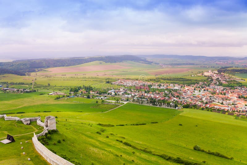 Spissky hrad village and castle fortifications