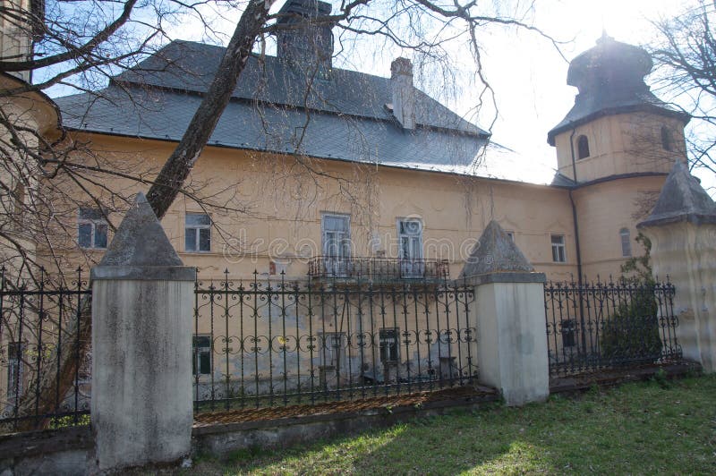 Spissky Stiavnik castle and church in Slovakia