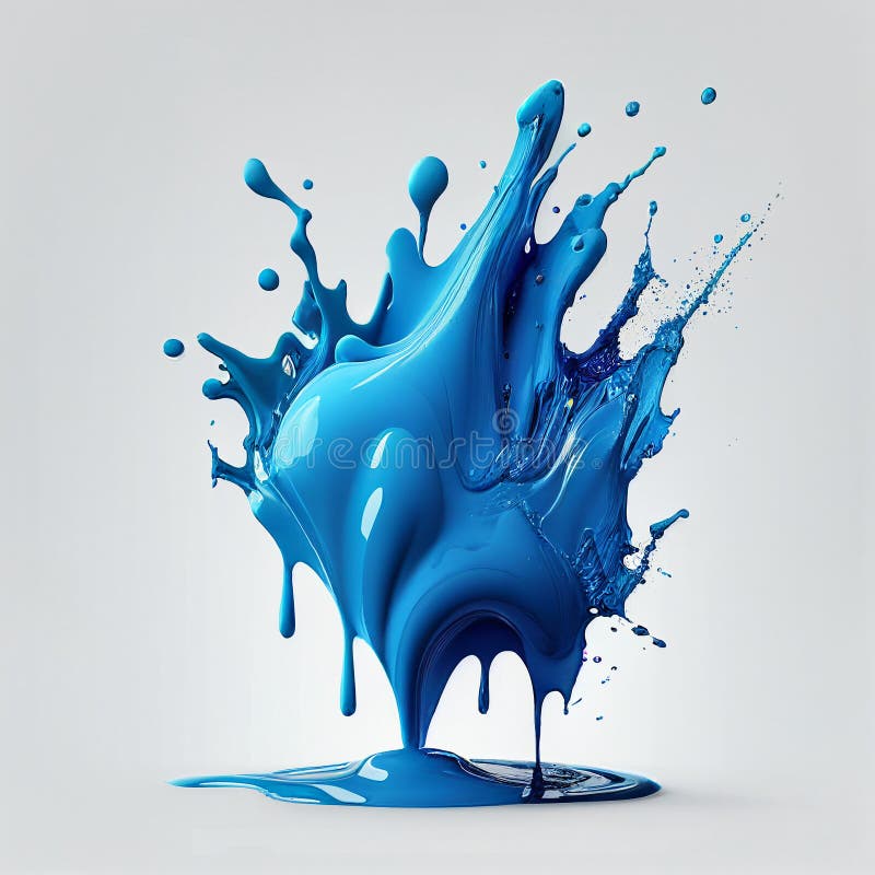 Splash of Blue Paint Liquid with Drops .Ai Generated Stock Illustration