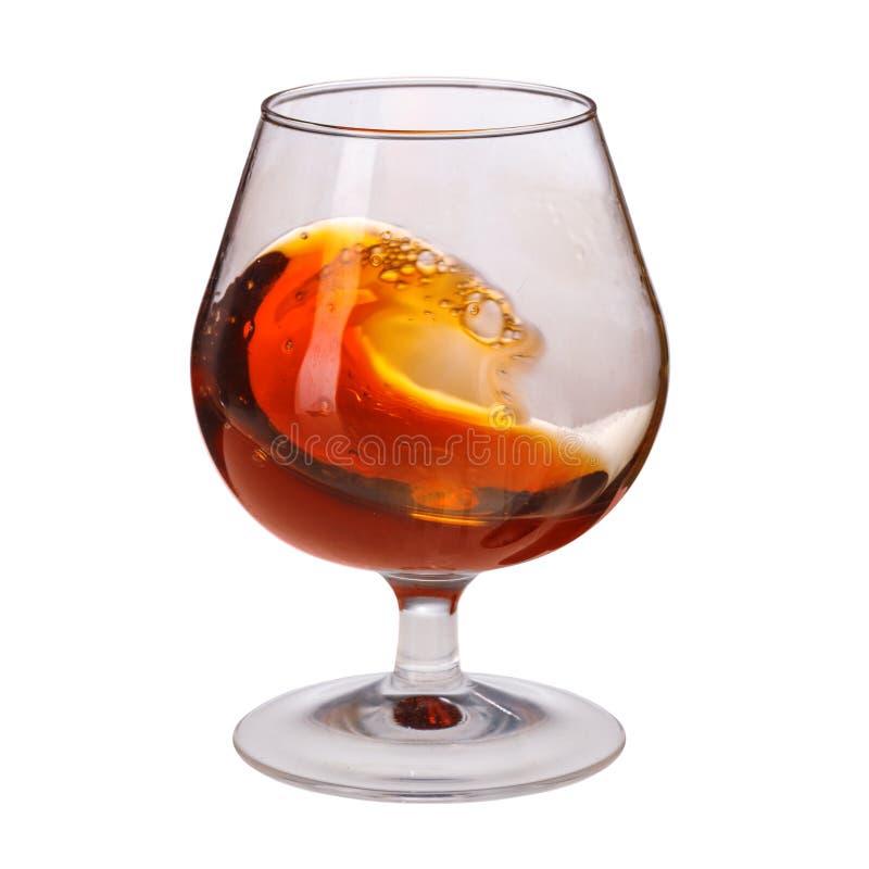 Splash Of Cognac In Glass On White Background Stock Photo Image of