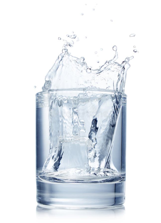Splash from ice cube in glass of water stock images Splash from ice cube in glass of water stock images