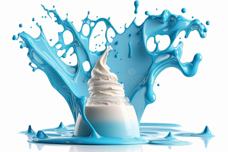 Splash of Liquid, Yogurt, or Milk on a White Backdrop with Clipping