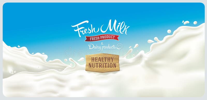 Splash milk and design elements vector illustration