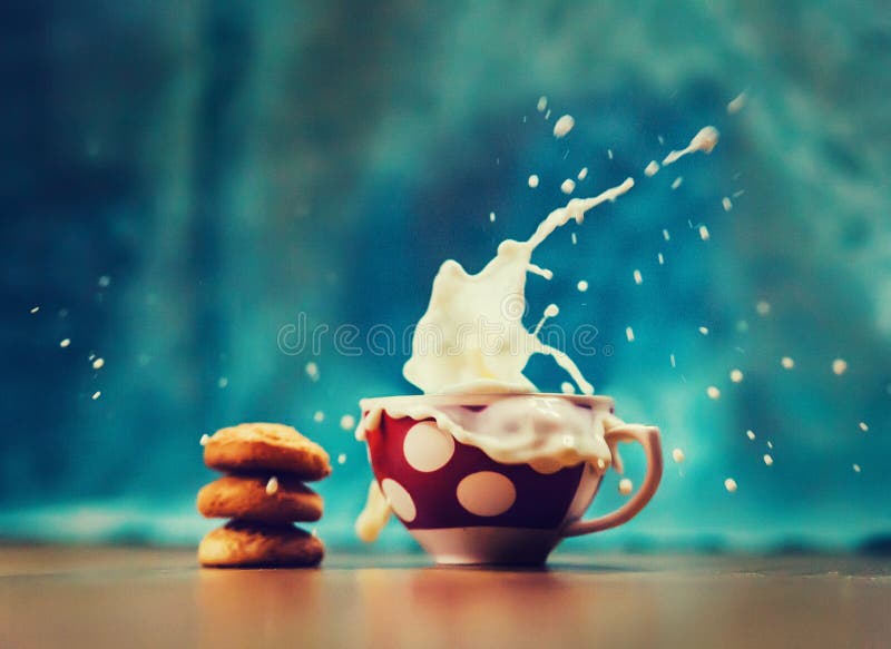 Splash of Milk with Various Grain Biscuits. Whitefresh Healthy Water