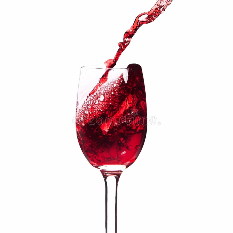 Splash red wine in a glass.