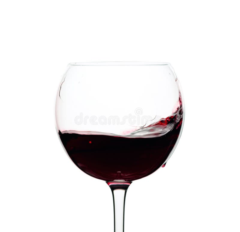 Splash of Red Wine in a Glass Isolated on White Stock Image Image of