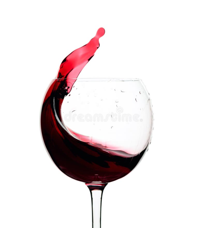 Splash of Red Wine in a Glass Isolated on White Stock Image Image of
