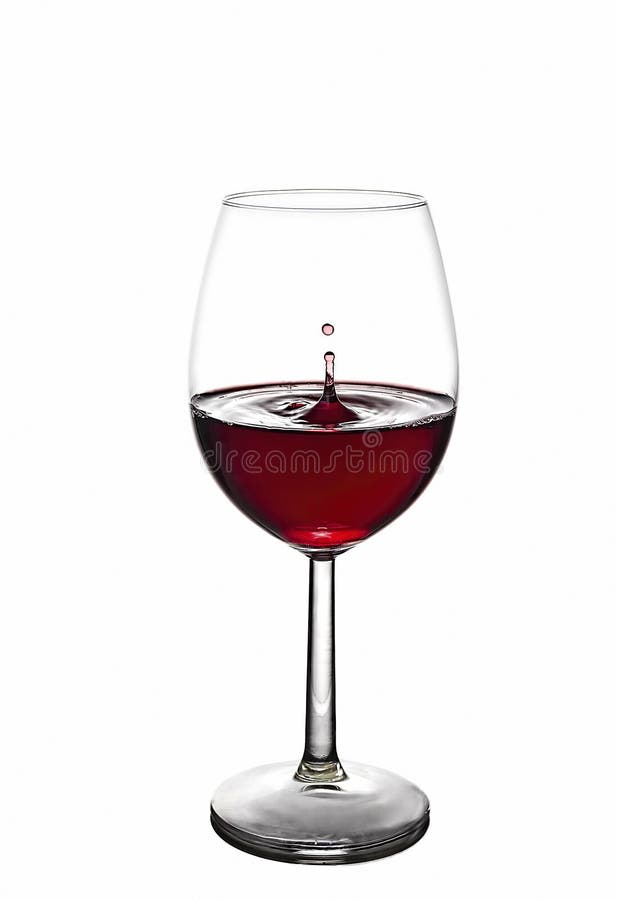 Splash of Red Wine in a Glass on a White Background Stock Photo Image