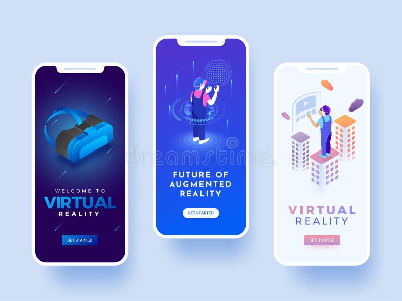 Splash screen for andriod mobile or website for virtual reality stock illustration Splash screen for andriod mobile or website for virtual reality stock illustration