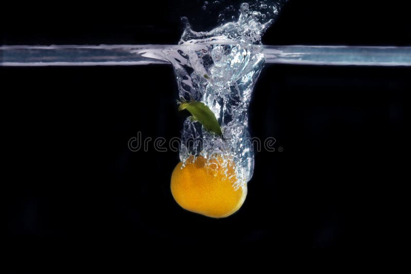Splash of Tangerine in Water. Freshness Concept Stock Image Image of