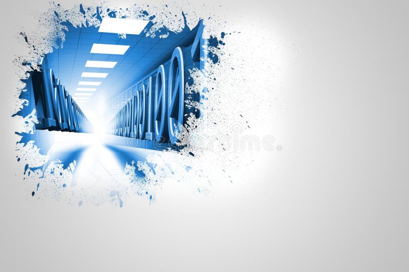 Splash on wall revealing binary code vector illustration