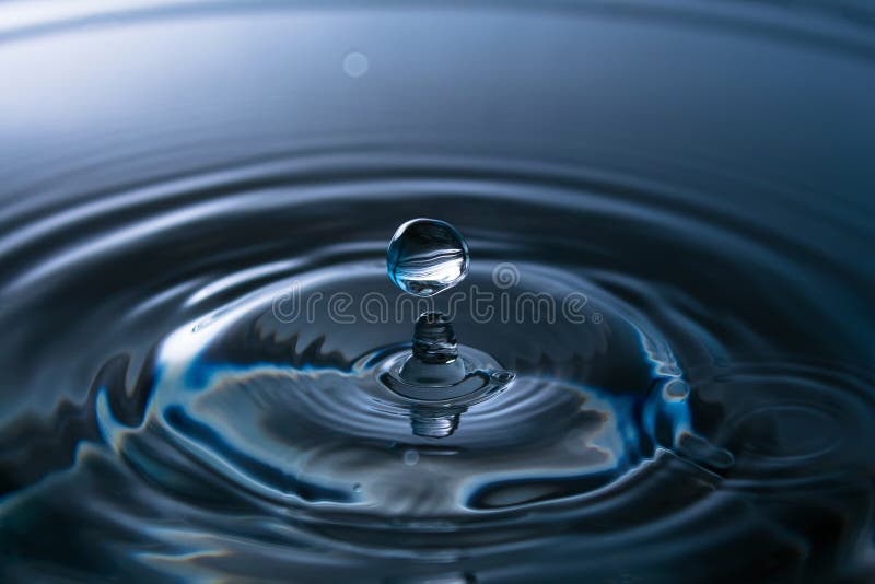 Splash of water close-up. Water drop. A blue drop of water. Falling water. The rain closeup royalty free stock photo