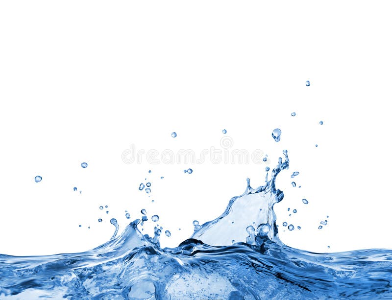 Splashes of blue oceanic water on a white background