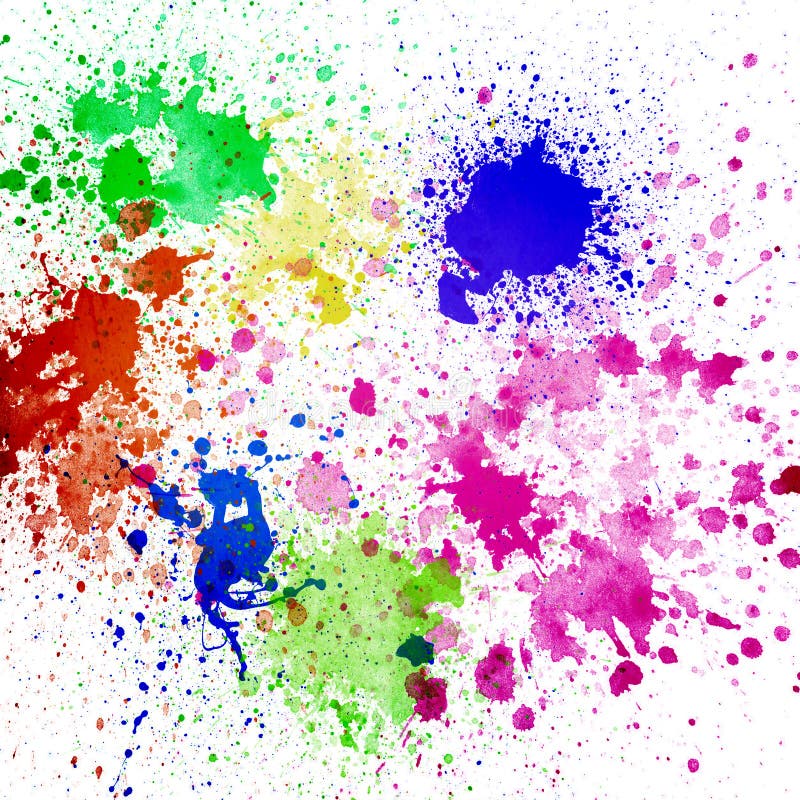 Splashes of Colorful Ink on White Background Stock Image - Image of ...