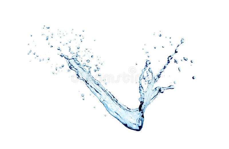 Splashing blue water on white