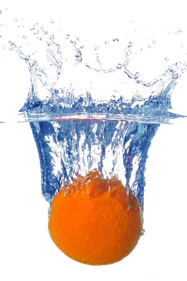 Splashing orange into a water