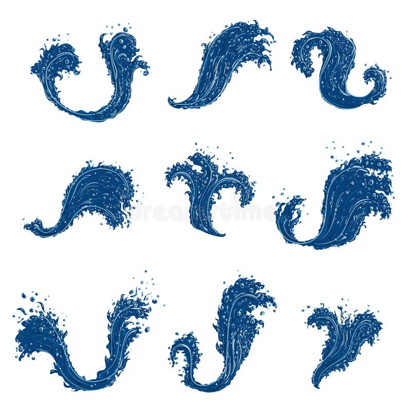 Splashing Water Wave Set. royalty free illustration